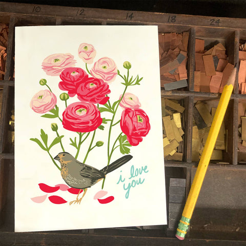 RLO-110 Ranunculus & Towhee - I Love You