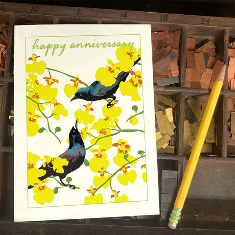 RHA-163 Grackles and Orchids - Happy Anniversary