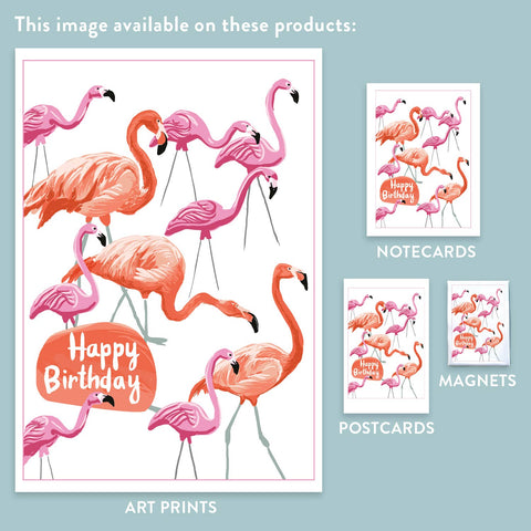 RHB-215 Pink Flamingos - Happy Birthday
