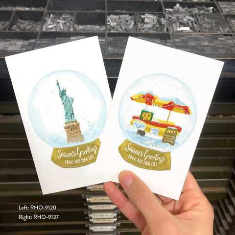 RHO-9137 New York City Hotdog Cart Snowglobe - Season's Greetings