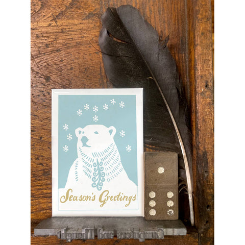 RHO-9145 Polar Bear with Snowflakes - Season's Greetings