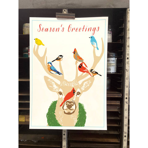 RHO-9133 Deer and Birds - Season's Greetings