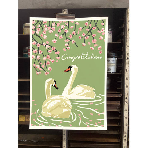RCO-133 Swans & Cherry Blossoms - Congratulations / Wedding