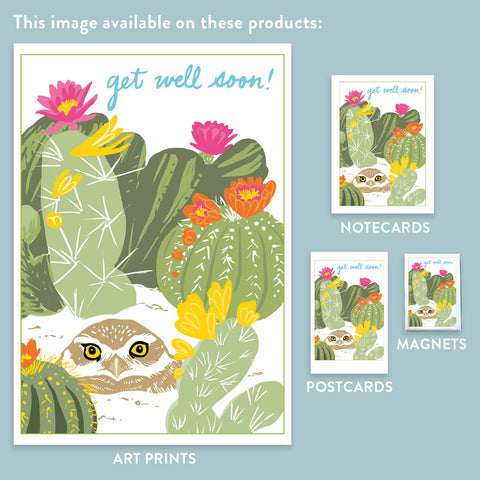 RGW-165 Burrowing Owl & Cactus - Get Well Soon