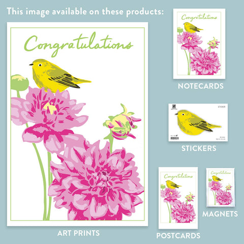RCO-162 Dahlias and Warbler - Congratulations