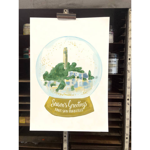 RHO-9116 Coit Tower Snowglobe - Season's Greetings