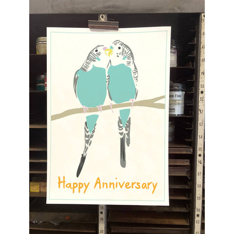 RHA-18 Two Budgies - Happy Anniversary