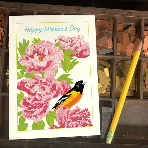 RMD-212 Baltimore Oriole & Peonies - Mother's Day