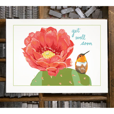 RGW-54 Hummingbird & Cactus - Get Well Soon
