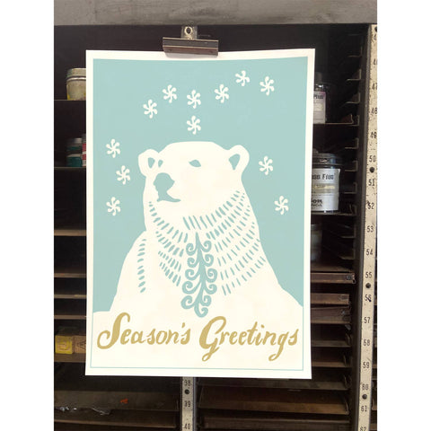 RHO-9145 Polar Bear with Snowflakes - Season's Greetings