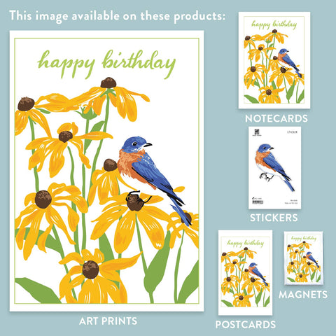 RHB-184 Bluebird & Black-Eyed Susans - Happy Birthday