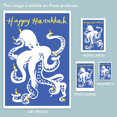 RHO-9128 Octopus Menorah - Happy Hanukkah