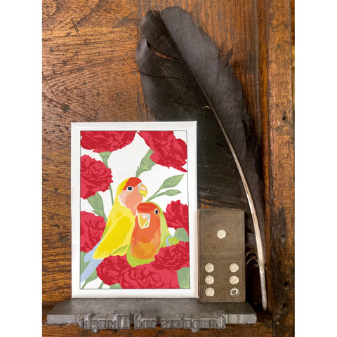 RBI-9146 Love Birds and Carnations