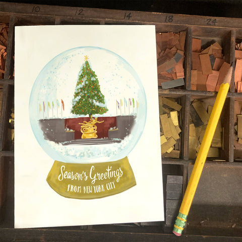 RHO-9121 Rockefeller Center Snowglobe - Season's Greetings