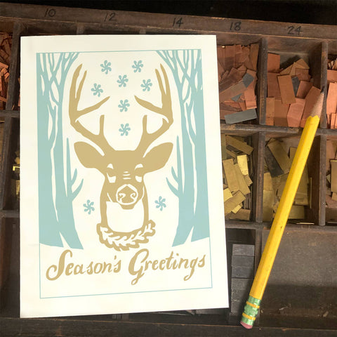 RHO-9146 Deer with Snowflakes - Season's Greetings