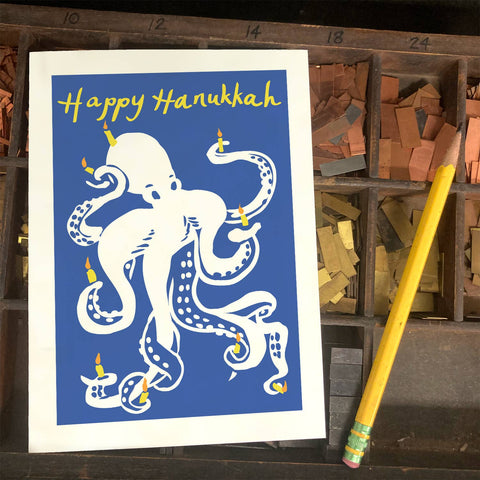 RHO-9128 Octopus Menorah - Happy Hanukkah