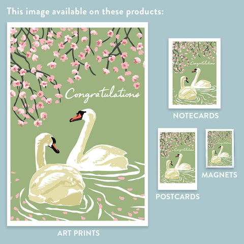 RCO-133 Swans & Cherry Blossoms - Congratulations / Wedding