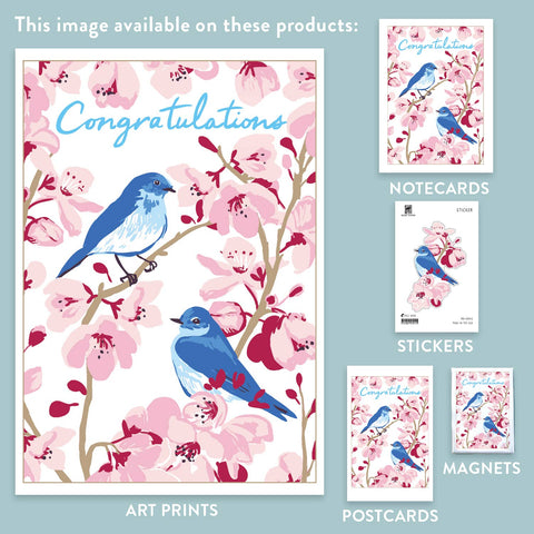 RCO-45 Bluebirds & Cherry Tree - Congratulations / Wedding