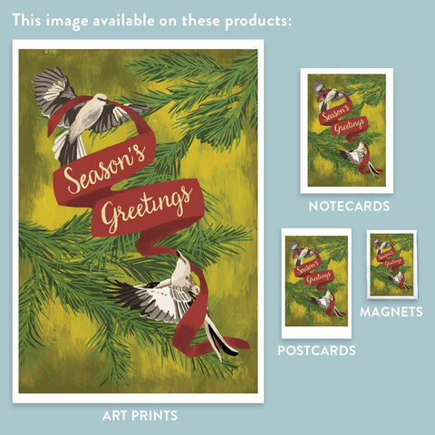 RHO-9108 Mockingbirds and Banner - Season's Greetings