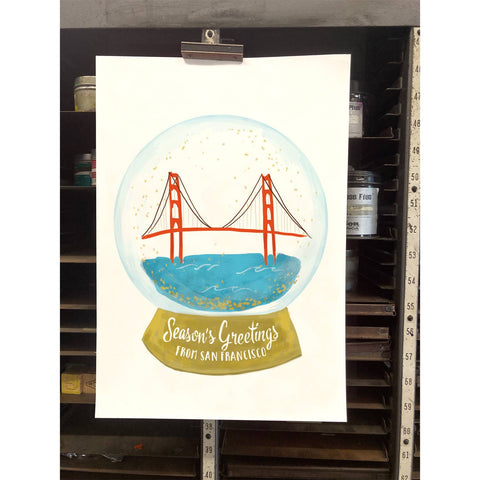 RHO-9114 Golden Gate Bridge Snowglobe - Season's Greetings