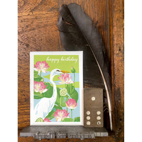 RHB-188 Egret & Lotus - Happy Birthday