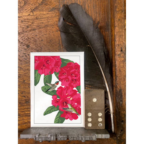 RBI-203 Rhododendron & Hummingbird