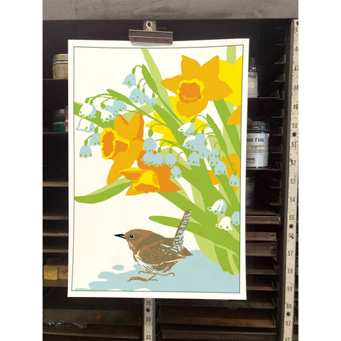RBI-234 House Wren and Spring Flowers