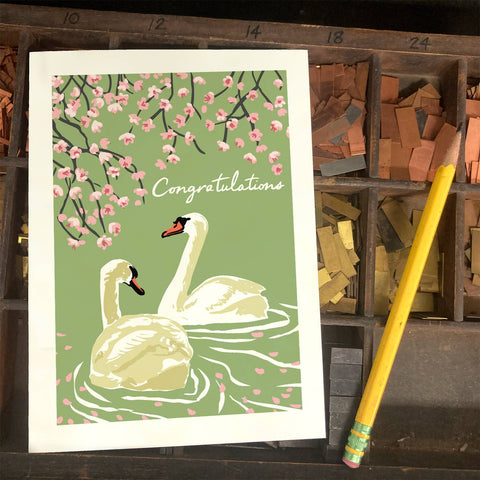 RCO-133 Swans & Cherry Blossoms - Congratulations / Wedding