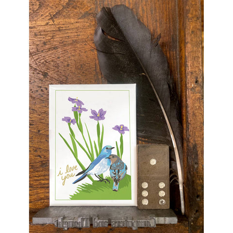 RLO-111 Bluebirds & Blue-Eyed Grass - I Love You