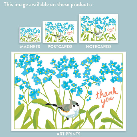 RTY-122 Titmouse & Forget-me-nots - Thank You
