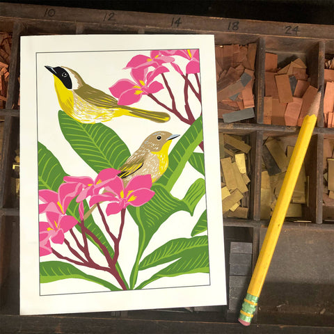 RBI-145 Common Yellowthroat & Plumeria