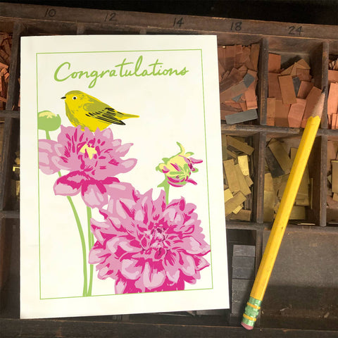 RCO-162 Dahlias and Warbler - Congratulations
