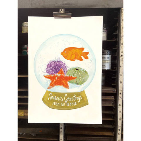 RHO-9118 California Ocean Snowglobe - Season's Greetings from California