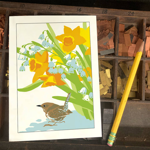 RBI-234 House Wren and Spring Flowers