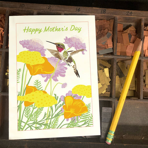RMD-221 Hummingbird & Garden Flowers -Mother's Day