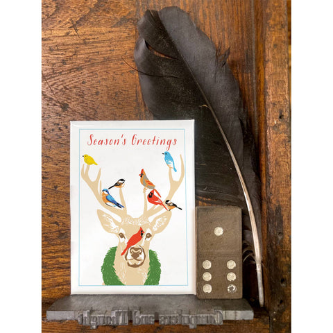 RHO-9133 Deer and Birds - Season's Greetings
