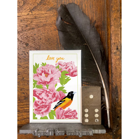 RLO-212 Baltimore Oriole & Peonies - Love You