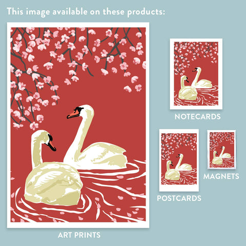 RBI-134 Swans & Cherry Blossoms