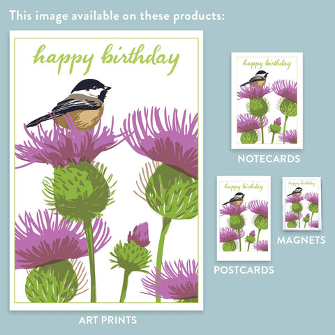 RHB-131 Chickadee & Thistle - Happy Birthday