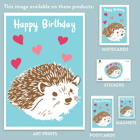 RHB-78 Hedgehog & Hearts - Happy Birthday