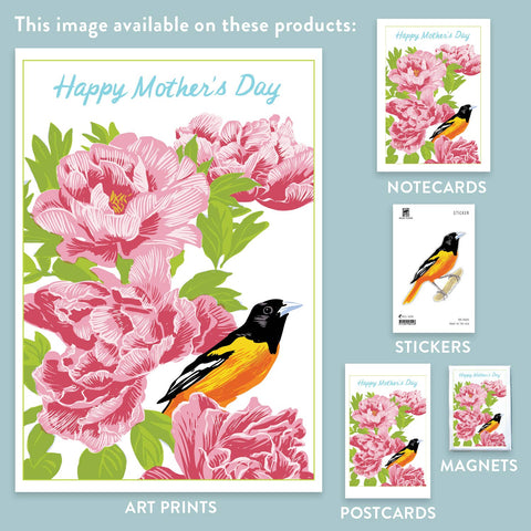 RMD-212 Baltimore Oriole & Peonies - Mother's Day