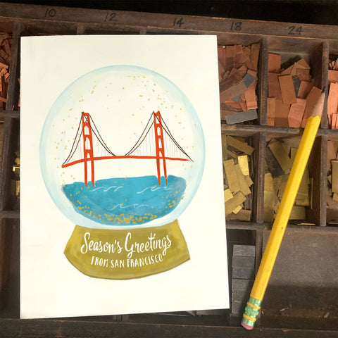 RHO-9114 Golden Gate Bridge Snowglobe - Season's Greetings