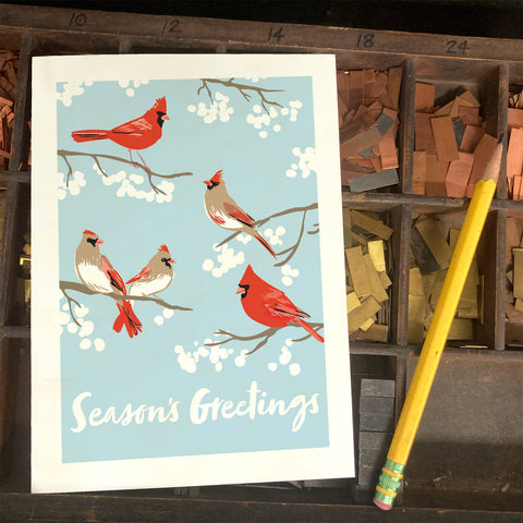 RHO-9147 Five Cardinals - Season's Greetings