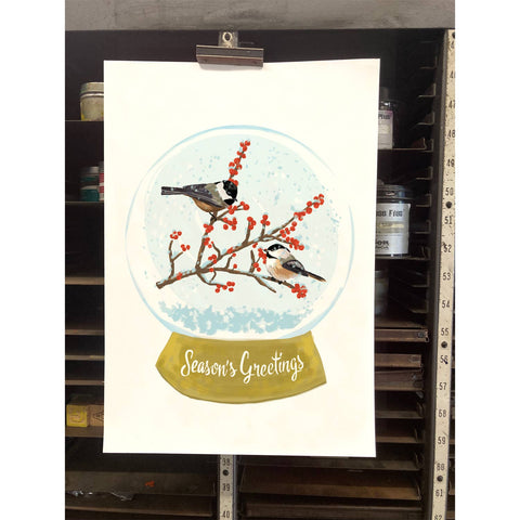 RHO-9113 Chickadee in Snowglobe - Season's Greetings
