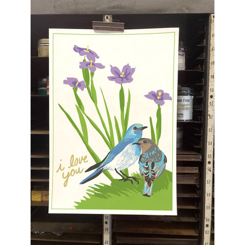 RLO-111 Bluebirds & Blue-Eyed Grass - I Love You