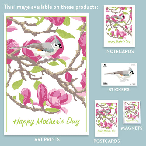 RMD-225 Tufted Titmouse & Magnolia - Mother's Day