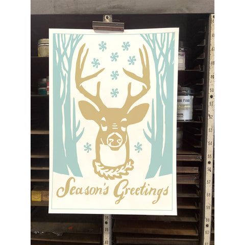 RHO-9146 Deer with Snowflakes - Season's Greetings