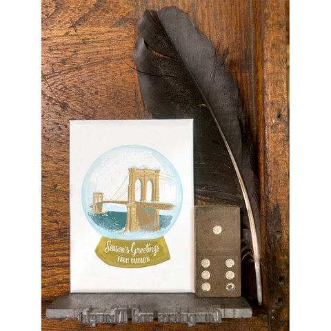 RHO-9122 Brooklyn Bridge Snowglobe - Season's Greetings