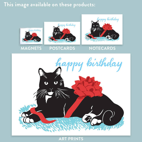 RHB-9014 Black Cat with Bow - Happy Birthday