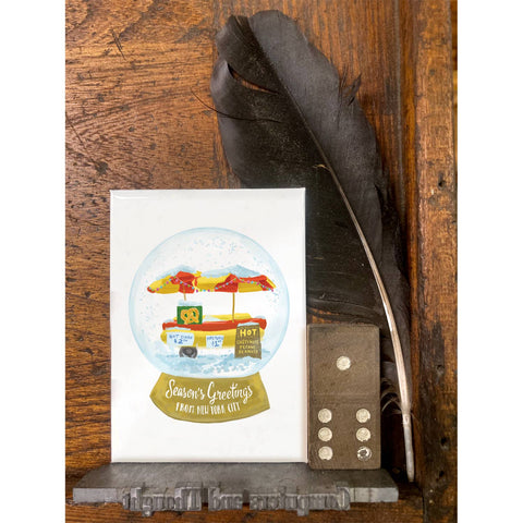 RHO-9137 New York City Hotdog Cart Snowglobe - Season's Greetings